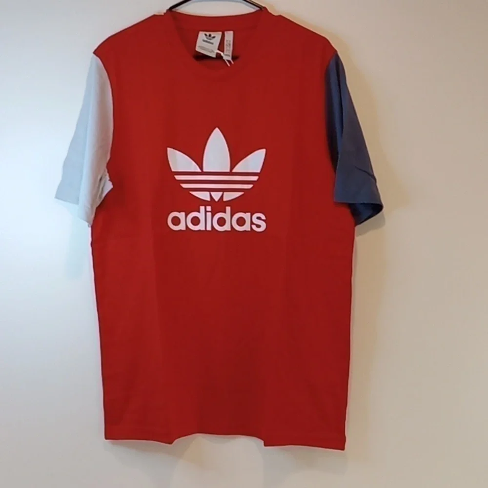 ADIDAS ORIGINALS TREFOIL COLOR BLOCK SHIRT MEN'S SZ LARGE RED NWT  💯